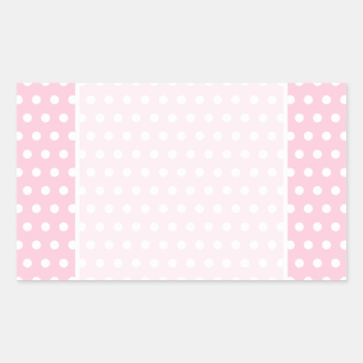 Rosa und weiße Polka Dots Muster. Rechteckiger Aufkleber (Vorderseite)