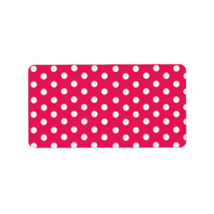 Rosa und weiße Polka-Punkte Adressaufkleber