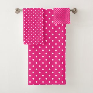 Rosa und weiße Polka-Punkte Badehandtuch Set
