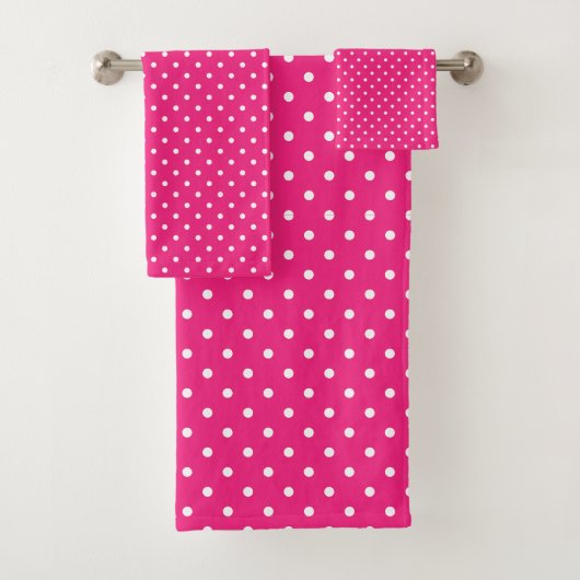 Rosa und weiße Polka-Punkte Badehandtuch Set (Insitu)