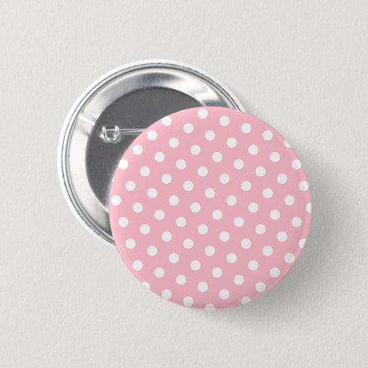Rosa und weiße Polka-Punkte Button (Vorne & Hinten)