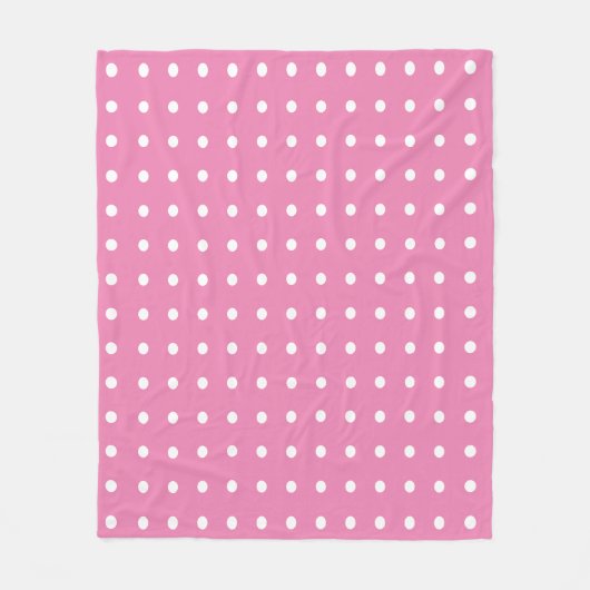 Rosa und weiße Polka-Punkte Fleecedecke (Vorderseite)
