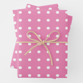 Rosa und weiße Polka-Punkte Geschenkpapier Set