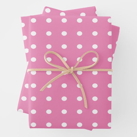 Rosa und weiße Polka-Punkte Geschenkpapier Set (Beispiel)