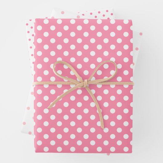 Rosa und weiße Polka-Punkte Geschenkpapier Set (Beispiel)