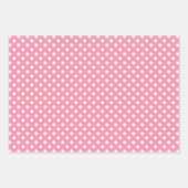 Rosa und weiße Polka-Punkte Geschenkpapier Set (Vorderseite)