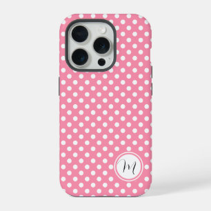 Rosa und weiße Polka-Punkte iPhone 15 Pro Hülle