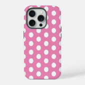 Rosa und weiße Polka-Punkte iPhone Hülle (Rückseite)