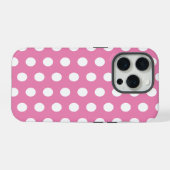 Rosa und weiße Polka-Punkte iPhone Hülle (Rückseite (Horizontal))