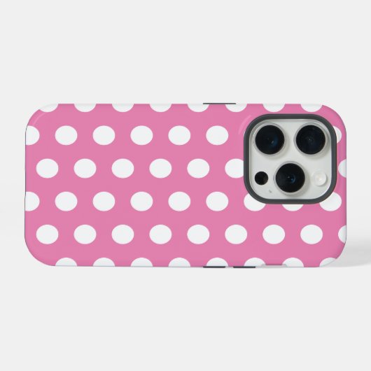 Rosa und weiße Polka-Punkte iPhone Hülle (Rückseite (Horizontal))