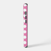 Rosa und weiße Polka-Punkte iPhone Hülle (Linke Seite)