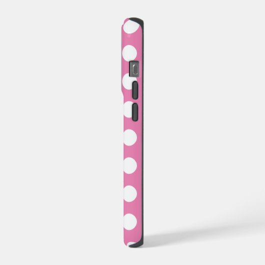 Rosa und weiße Polka-Punkte iPhone Hülle (Linke Seite)