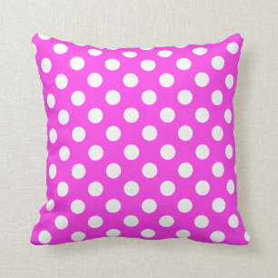 Rosa und weiße Polka-Punkte Kissen