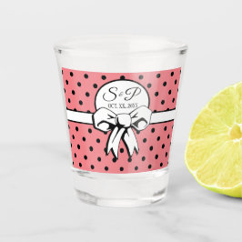Rosa und weiße Polka Punkte mit einem Bow Personal Schnapsglas