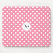 Rosa und weiße Polka-Punkte Mousepad (Vorne)