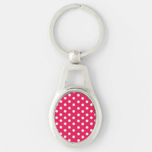 Rosa und weiße Polka-Punkte Schlüsselanhänger