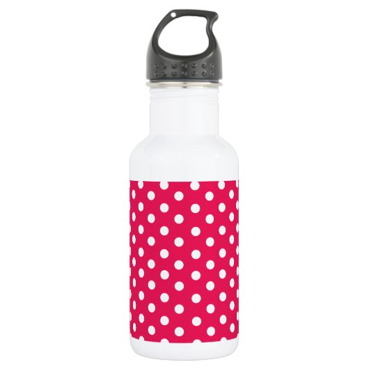 Rosa und weiße Polka-Punkte Trinkflasche (Vorderseite)