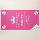 Rosa und weiße Prinzesskronen und Hundepfeifen mit Strandtuch (Vorderseite)