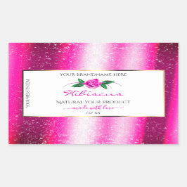 Rosa und weiße Produktkennzeichnungen Blumenfarben Rechteckiger Aufkleber