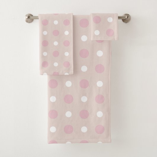 Rosa und weiße Punkte Badhandtuch Set (Insitu)