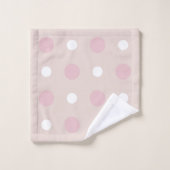 Rosa und weiße Punkte Badhandtuch Set (Waschlappen)