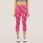 rosa und weiße Punkte Capri Leggings (Vorderseite)