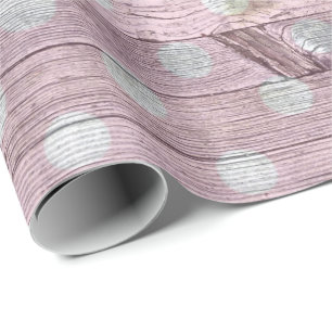 rosa und weiße Punkte Holzmaserung Geschenkpapier