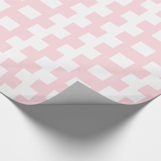 Rosa und weiße Quadrate Geschenkpapier (Ecke)