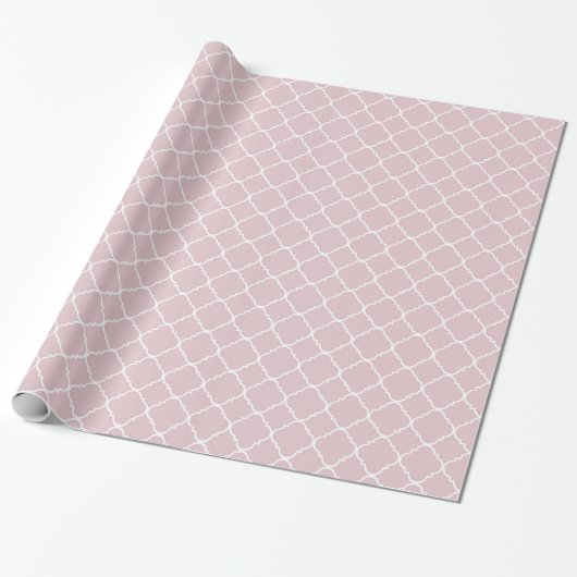 Rosa und weiße Quatrefolie Geburtstag Geschenkpapier (Ungerollt)