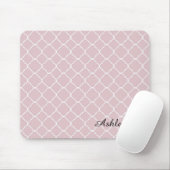 Rosa und weiße Quatrefolie Mousepad (Mit Mouse)
