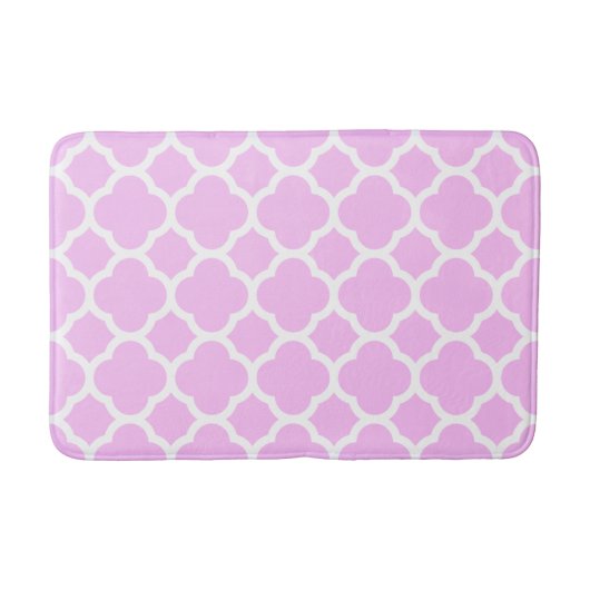 Rosa und weiße Quatrefolienmuster Badematte (Vorderseite)
