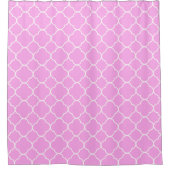 Rosa und weiße Quatrefolienmuster Duschvorhang (Vorderseite)