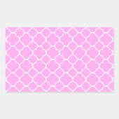 Rosa und weiße Quatrefolienmuster Rechteckiger Aufkleber (Vorderseite)