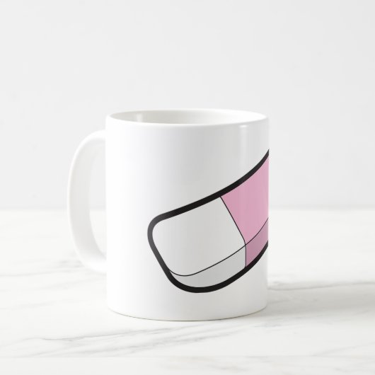 Rosa und weiße Radiergummi Kaffeetasse (Vorderseite Links)