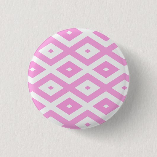Rosa und weiße Rautenmuster Button (Vorderseite)
