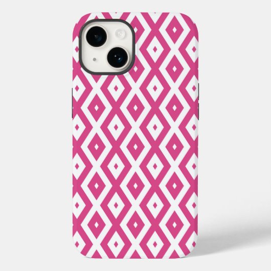 Rosa und weiße Rautenmuster Case-Mate iPhone Hülle (Rückseite)