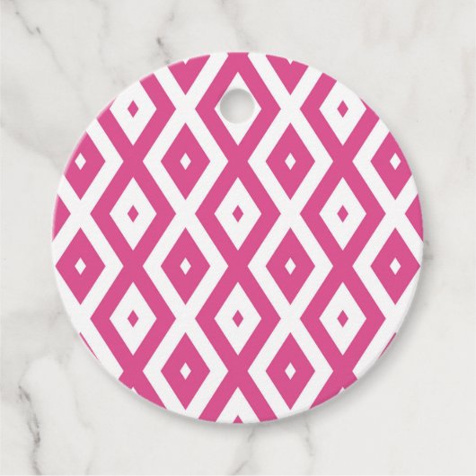 Rosa und weiße Rautenmuster Geschenkanhänger (Vorderseite)