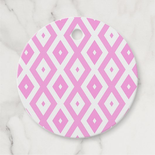 Rosa und weiße Rautenmuster Geschenkanhänger (Vorderseite)