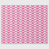 Rosa und weiße Rautenmuster Geschenkpapier (Flach)