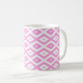 Rosa und weiße Rautenmuster Kaffeetasse (VorderseiteRechts)
