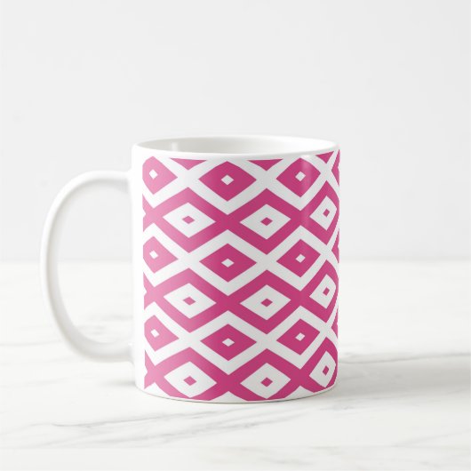 Rosa und weiße Rautenmuster Kaffeetasse (Links)