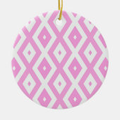 Rosa und weiße Rautenmuster Keramik Ornament (Vorne)