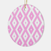 Rosa und weiße Rautenmuster Keramik Ornament (Links)