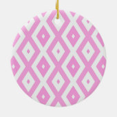 Rosa und weiße Rautenmuster Keramik Ornament (Hinten)