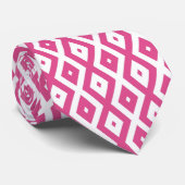 Rosa und weiße Rautenmuster Krawatte (Gerollt)