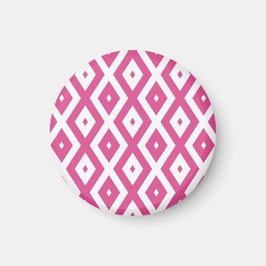 Rosa und weiße Rautenmuster Magnet (Vorne)