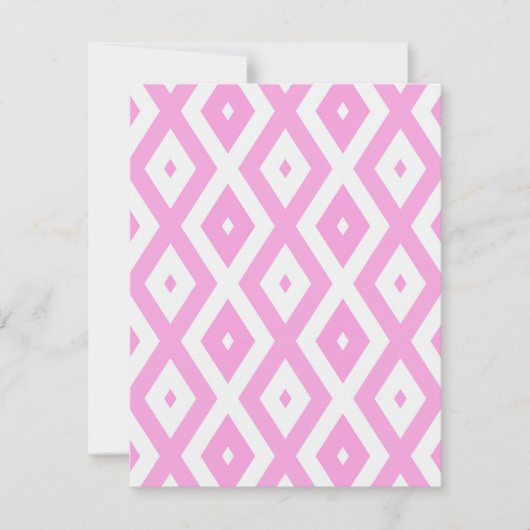 Rosa und weiße Rautenmuster RSVP Karte (Vorderseite)