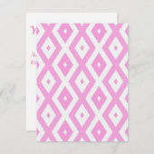 Rosa und weiße Rautenmuster RSVP Karte (Vorne/Hinten)
