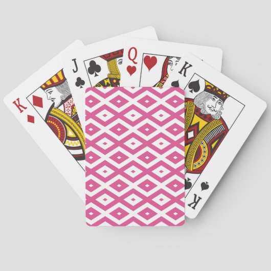 Rosa und weiße Rautenmuster Spielkarten (Rückseite)