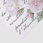 Rosa und weiße Redouté-Rose Französisches Script V Seidenpapier (Ausschnitt)